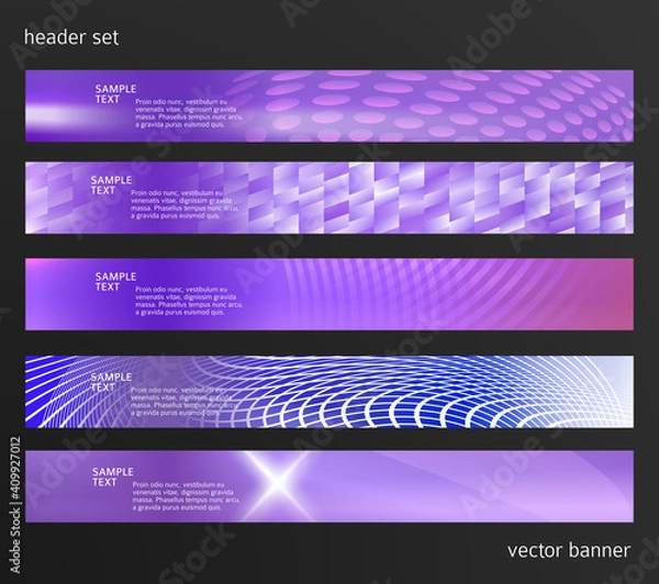 Fototapeta Set Design elements business presentation template. Vector illustration horizontal web banners background, backdrop abstract blurry form. EPS 10 for web buttons template, web site page presentation
