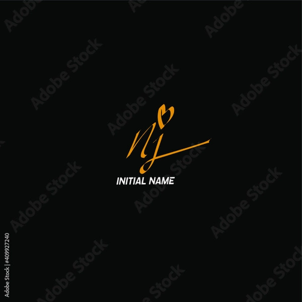 Obraz nj white background handwritten logo