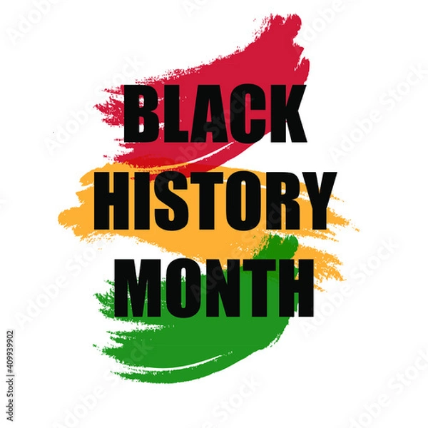 Fototapeta Black History Month in February to celebrate African American history and integration. Square colored on white background for websites.