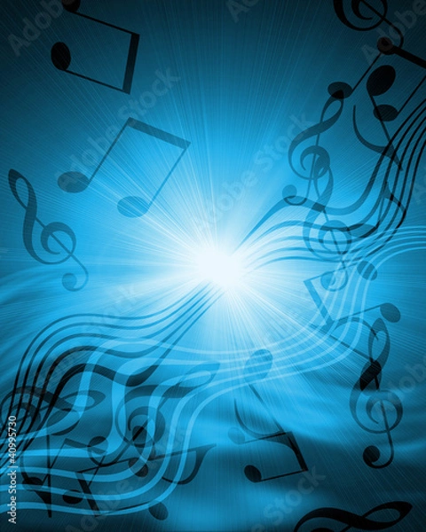 Fototapeta musical notes against sunset