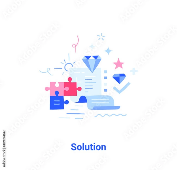 Fototapeta Doodle flat design icon vector illustration concept. Tasks solutions