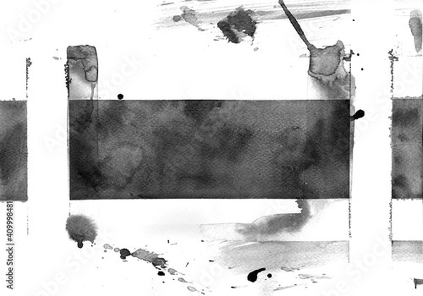 Obraz Simple abstract boho, Scandinavian monochrome background. Black-white watercolor. Best for the print, fabric, poster, wallpaper, cover and packaging.
