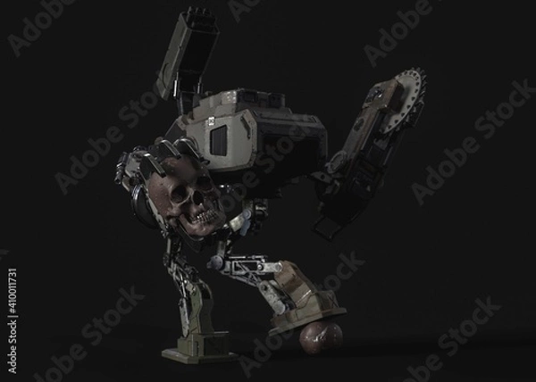 Fototapeta Robot with skull