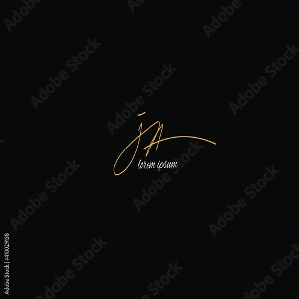 Fototapeta JA initial handwritten calligraphy, for monogram and logo