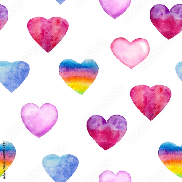 Fototapeta Watercolor seamless pattern with elements for Valentine's Day