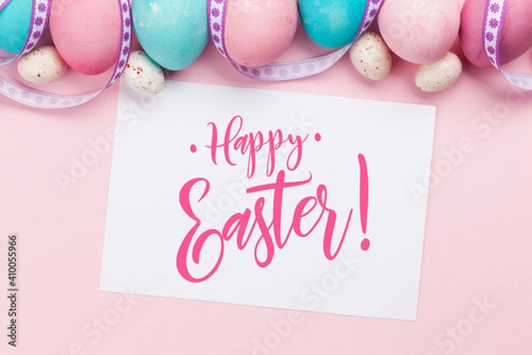 Obraz Easter greeting card with colorful easter eggs