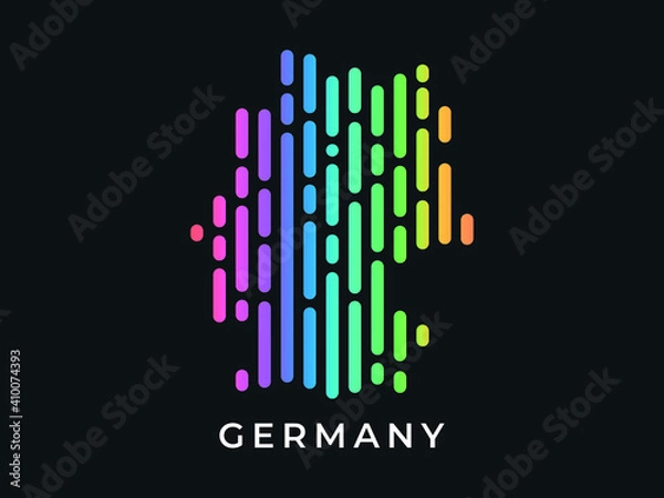 Fototapeta  Digital modern colorful rounded lines Germany map logo vector illustration design.