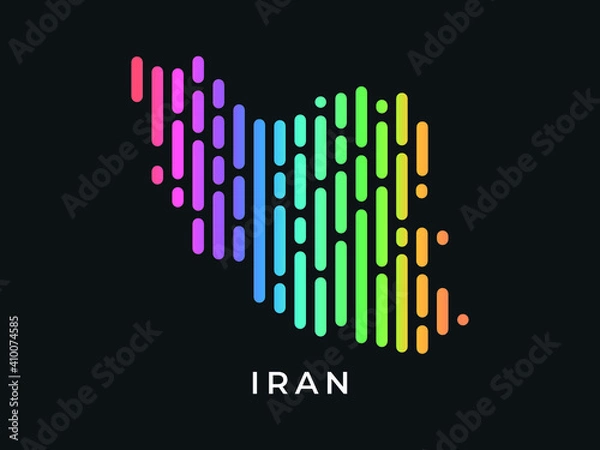 Fototapeta  Digital modern colorful rounded lines Iran map logo vector illustration design.