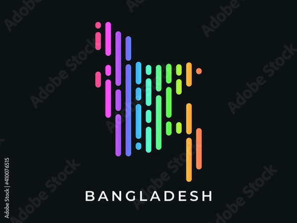 Fototapeta  Digital modern colorful rounded lines Bangladesh map logo vector illustration design.