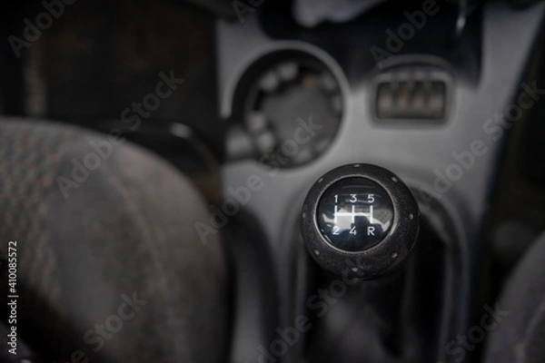 Obraz The gear shift lever inside the car