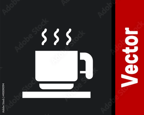 Fototapeta White Hot chocolate cup with marshmallows icon isolated on black background. Merry Christmas and Happy New Year. Vector.