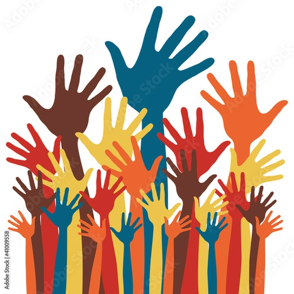 Fototapeta Duża grupa Happy Hands Vector.