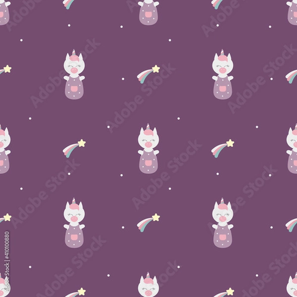 Fototapeta seamless pattern unicorn asterisk for baby textile without gradient