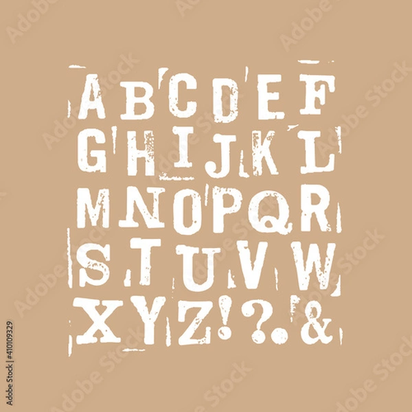 Fototapeta Vector latin stamp font. Vector stamp abc with grunge texture.