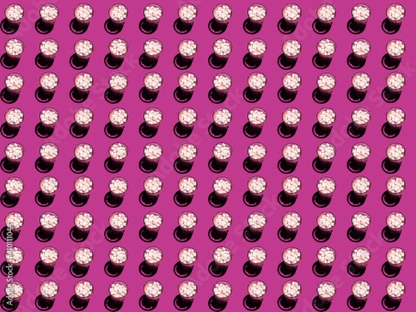 Obraz Seamless food pattern with different samples of coffee. Red background.