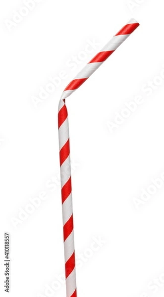 Fototapeta Paper drinking straw isolated on white background with clipping path, eco friendly