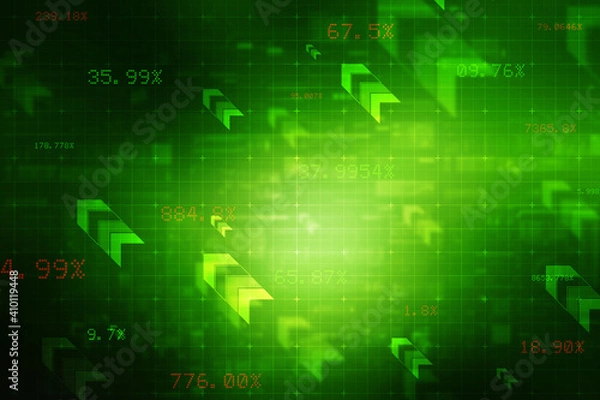 Fototapeta Business chart with uptrend line graph, bar chart and stock numbers in abstract business background