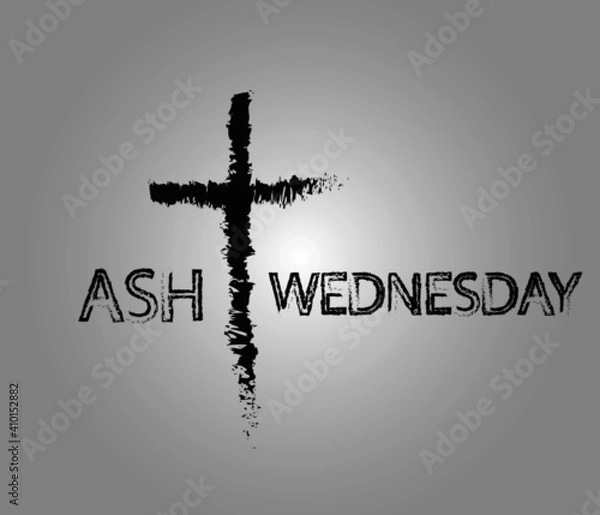 Fototapeta vector illustration background for ash Wednesday with cross and text 