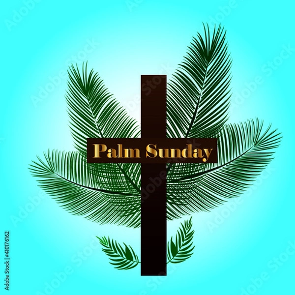 Fototapeta vector illustration of palm Sunday background with text and palm branches