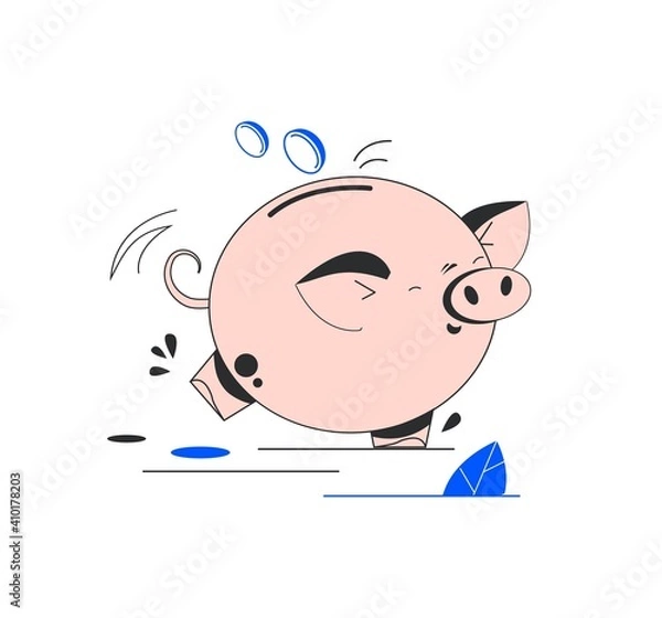 Obraz Piggy bank with coin. Icon saving or accumulation of money, investment