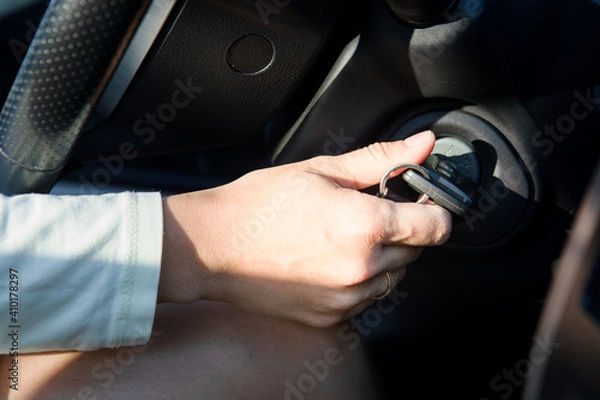 Fototapeta car keys ignition on close up