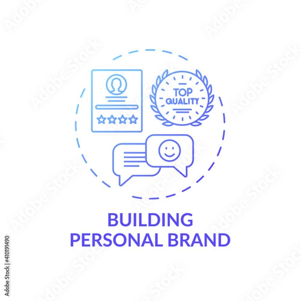 Fototapeta Building personal brand concept icon. Online tutoring benefits. Determine what you want to be known for in future idea thin line illustration. Vector isolated outline RGB color drawing