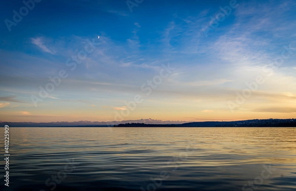 Fototapeta sunset over the lake