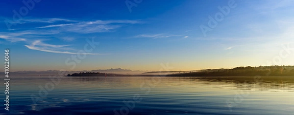 Fototapeta sunset over the lake