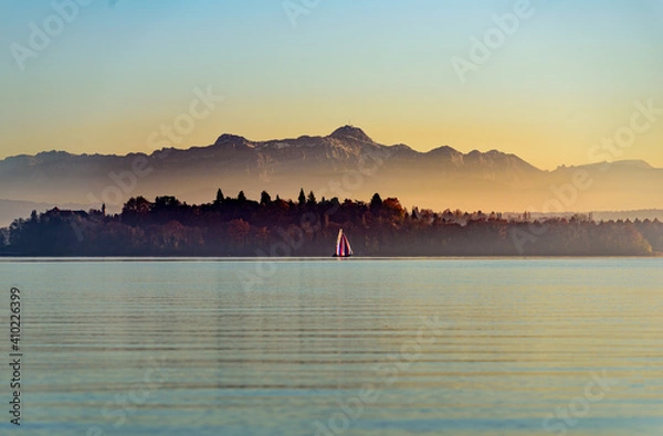 Fototapeta sunrise over lake