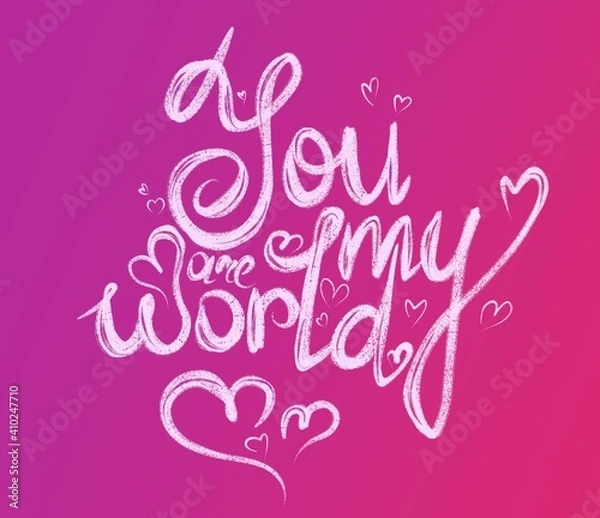 Fototapeta Love greeting card design with stylish red text for Happy Valentines Day celebration. lettering quote. Vintage text, lettering phrase.