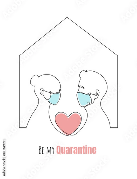 Obraz New normal Valentines Day one line continuous drawing