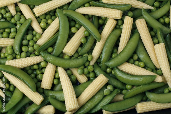 Obraz lot of peas and baby corn background