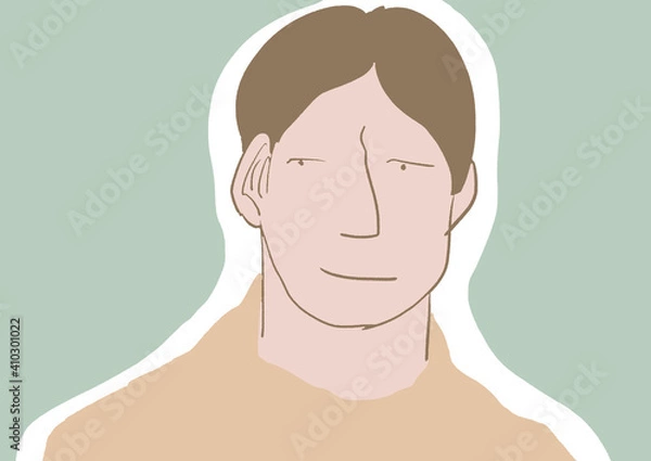 Fototapeta 無表情の男性の顔の手描きイラスト