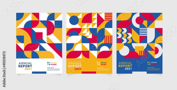 Fototapeta Colourful modern annual report template. Applicable for covers, flyers, placards, posters and banner design, etc. Eps 10 