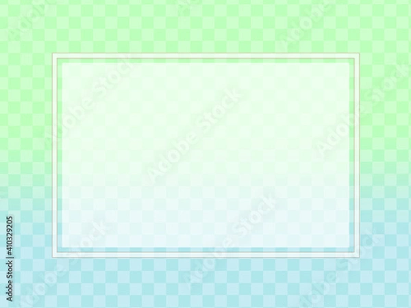 Fototapeta パステルグリーンから水色のグラデーション－市松模様入り－フレーム有り