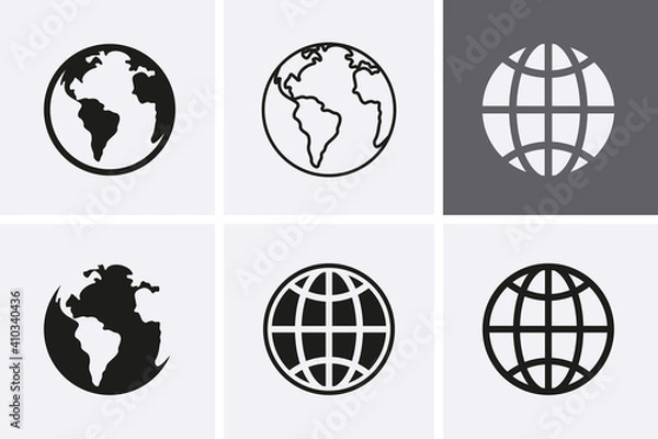 Fototapeta Earth Globe Icons, worldmap.