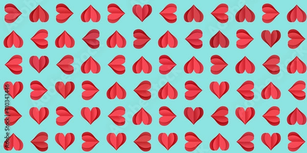 Fototapeta seamless pattern with paper red hearts valentine's day concept