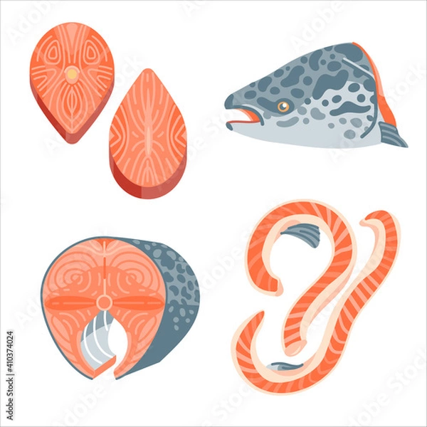 Obraz Salmon parts and bellies