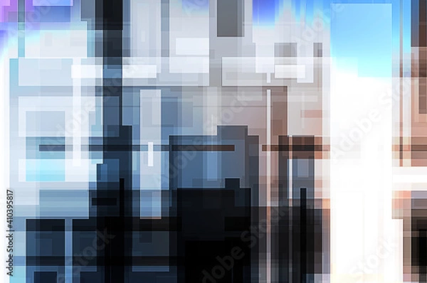 Fototapeta Futuristic abstract geometric wallpaper. Geometrical colorful shapes. Rectangular shapes background. Digital illustration of a tech layout.
