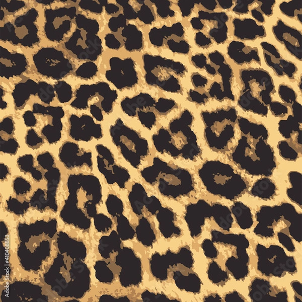 Fototapeta Leopard pattern, animal fur, Leopard spotted skin texture. Vector illustration.
