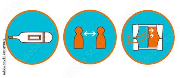 Fototapeta 感染症予防・対策のための検温・ソーシャルディスタンス・換気ワンポイントマーク