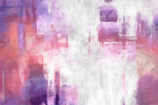 Fototapeta Rough brushstrokes on abstract background. Brush painting. Color strokes of paint. Unique wall art. Modern art on canvas. Colorful contemporary artwork.