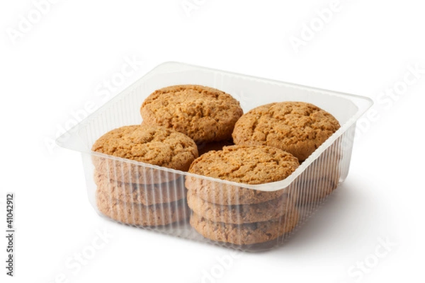 Fototapeta Oatmeal cookies in retail package