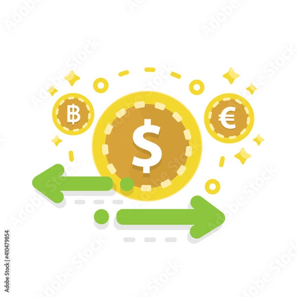 Fototapeta Currency Exchange. Online Economy Applications for Quick Currency Exchange. Exchange Rate.