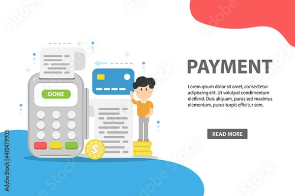 Fototapeta Online and mobile payments, confirms the payment using a smartphone, Mobile payment, online banking.
