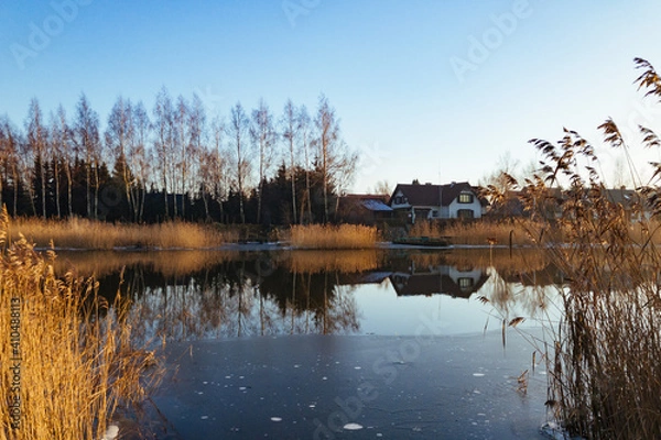 Obraz Mirroring river in winter