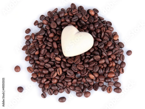 Obraz Kaffeebohnen mit Herz