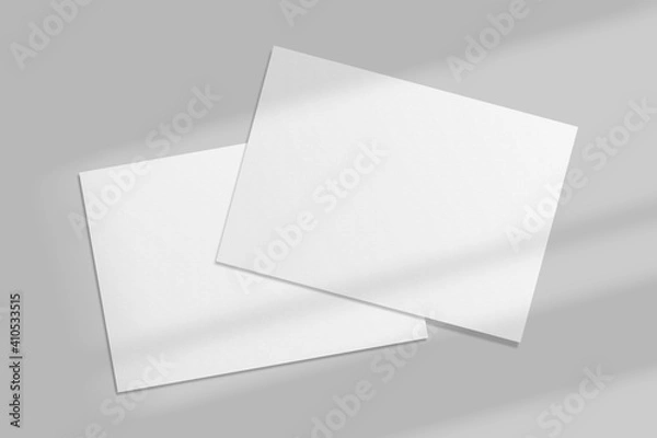 Fototapeta Realistic blank postcard illustration for mockup. 3D Render.