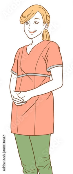 Obraz 白衣の女性スタッフ（シンプルカラー）