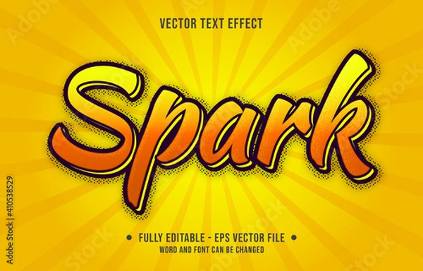 Fototapeta Editable text effect - Spark gradient orange color graffiti style